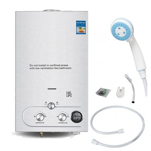 Shower gas Geyser 10 Liter Tankless Instant Camping Gas Water Heater for Home White Steel Wall Stainless