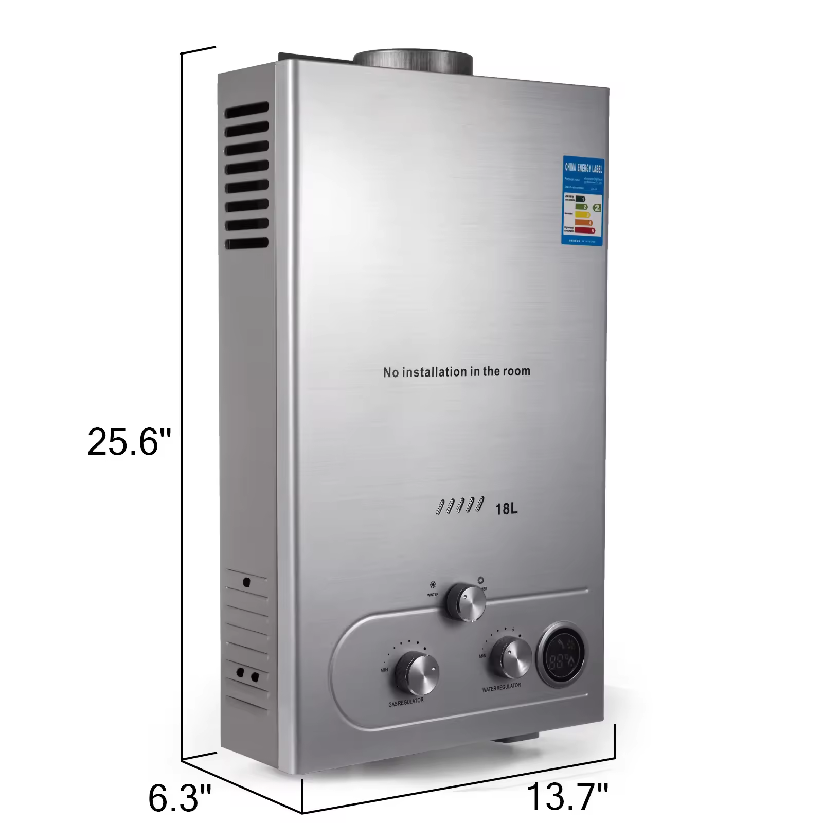 High Quality 18L Wall-Mounted Propane Gas Tankless Natural Gas Water Heater/Boiler Stainless Steel Outdoor RV Car Hotel