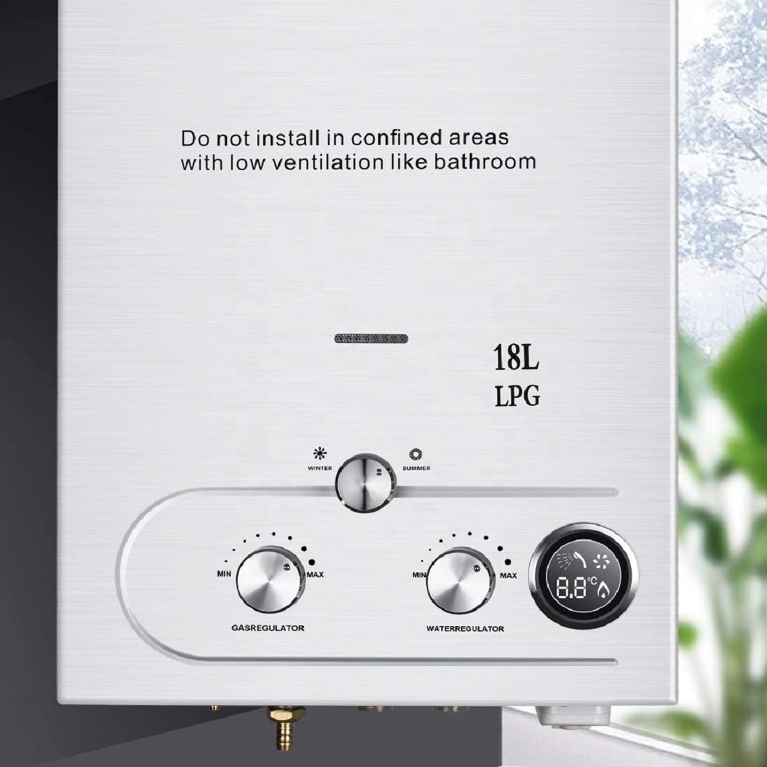 18L Tankless Gas Water Heater 36 KW Instant Propane Butane Water Heater Low Starting Water Pressure For Home Outdoor  RV