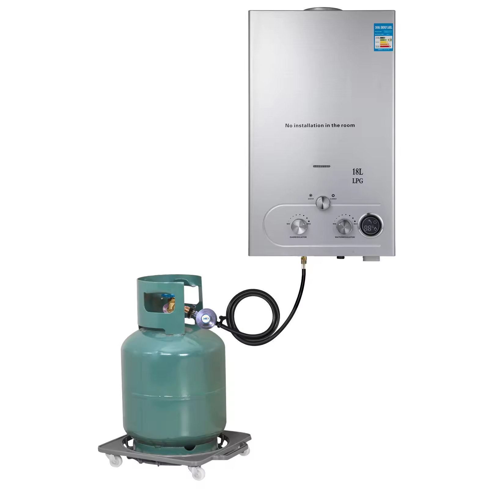 High Quality 18L Wall-Mounted Propane Gas Tankless Natural Gas Water Heater/Boiler Stainless Steel Outdoor RV Car Hotel