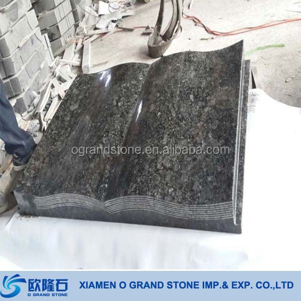 Green Granite Stone Open Book Style Shape Headstone