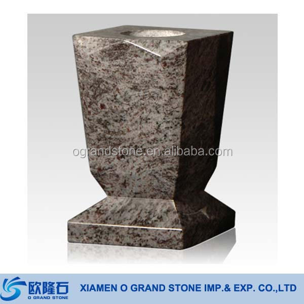 Natural stone cremation urn Bahama Blue Granite flower vases for headstones