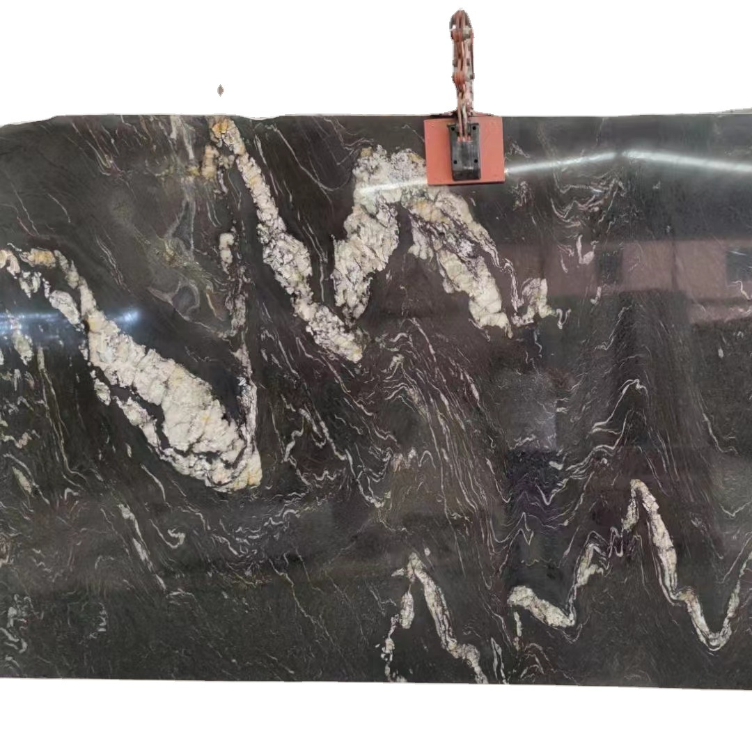 Brazilian black TITANIUM cosmic black granite slab