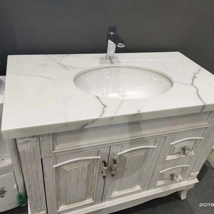 Washroom  Calcutta white nano glass stone vanity