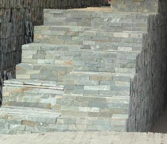 Cheap Wall stack stone sliced green slate cultured stone tile