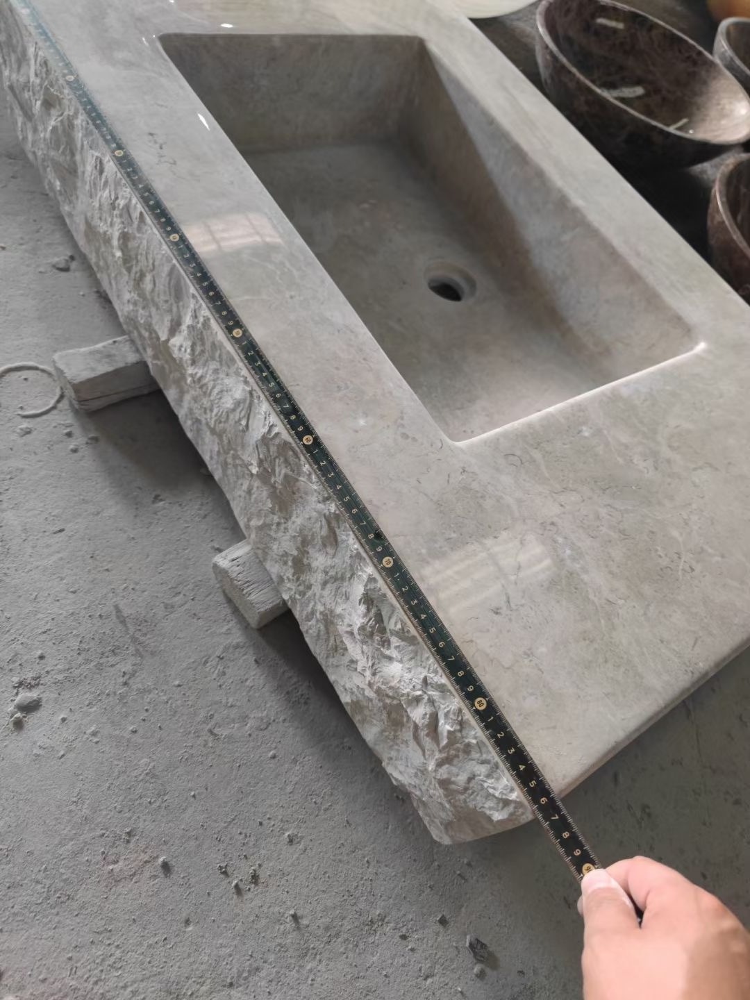 White Italian marble stone bathroom pedestal sinks with top