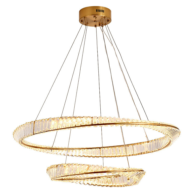 Contemporary Hanging Ceiling Globe Ring Luxury Nordic Round Crystal Modern Lamp Chandelier Led Circle Pendant Light