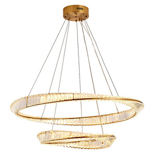 Contemporary Hanging Ceiling Globe Ring Luxury Nordic Round Crystal Modern Lamp Chandelier Led Circle Pendant Light