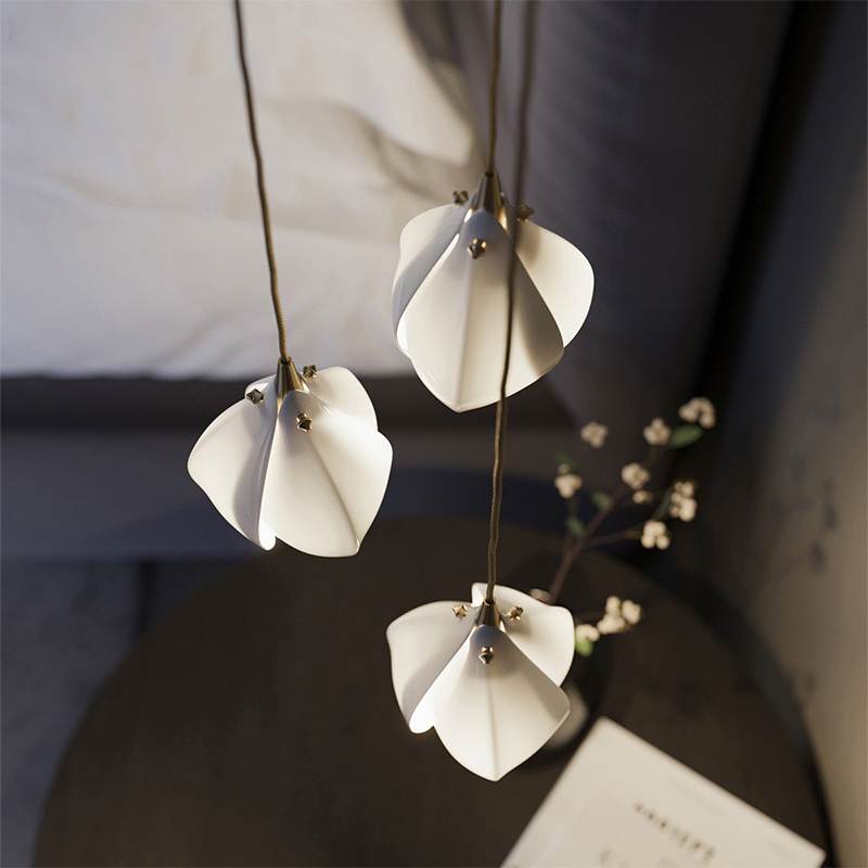 Modern Contemporary Led Chandelier Ceiling Mounted Lighting Flower Shape Suspension Pendant Light