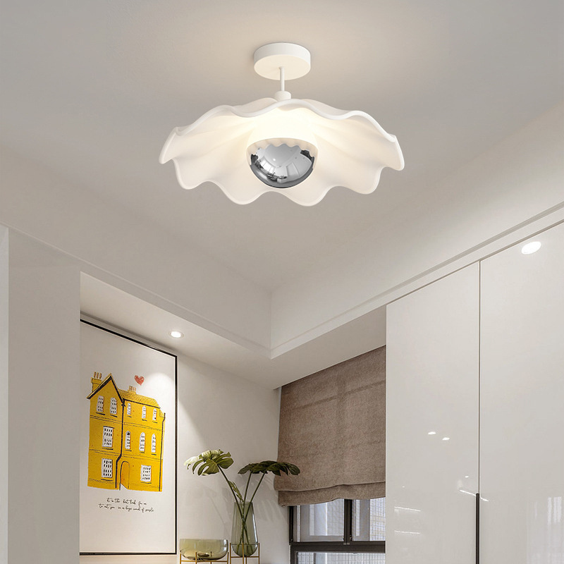 Modern creative art design hallway hanging lamp white flower resin suspension pendant light with edison bulb