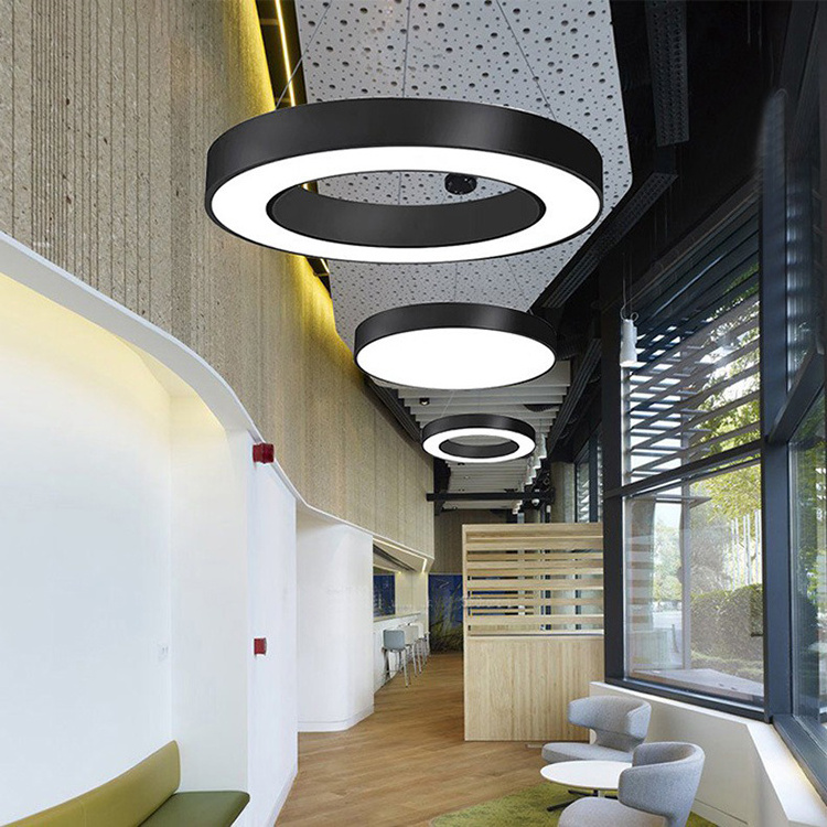 Office Chandelier Led Round Hanging Light Office Building Restaurant Modern Simple Ceiling Lights