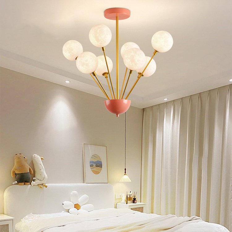 2022 Best Selling Indoor Light Fixture Bedroom PLA Moon Shape LED Pendant Lighting Modern Lamp