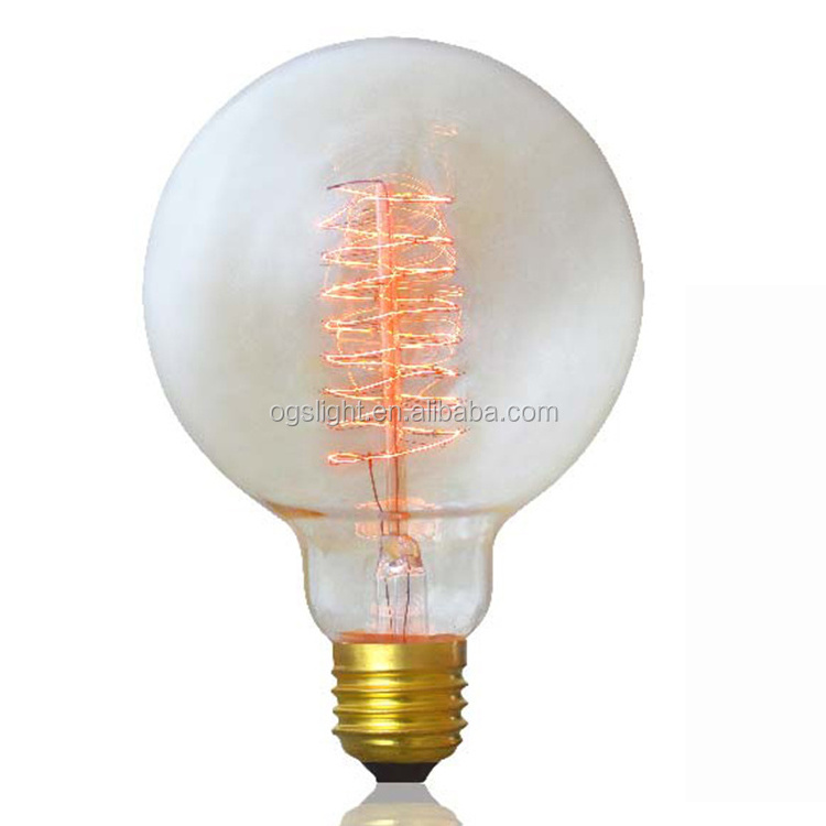 Zhongshan Supplier Big Round Clear E27 Vintage 40W 230V G95 Edison Light Bulb