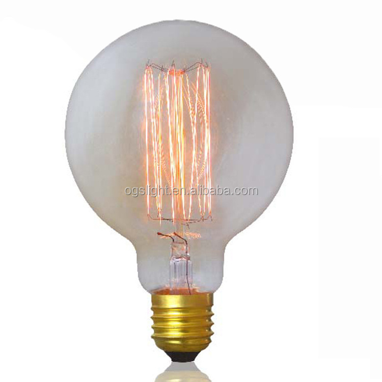 Zhongshan Supplier Big Round Clear E27 Vintage 40W 230V G95 Edison Light Bulb