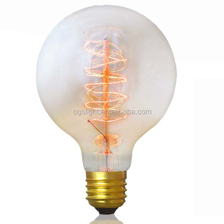 Zhongshan Supplier Big Round Clear E27 Vintage 40W 230V G95 Edison Light Bulb