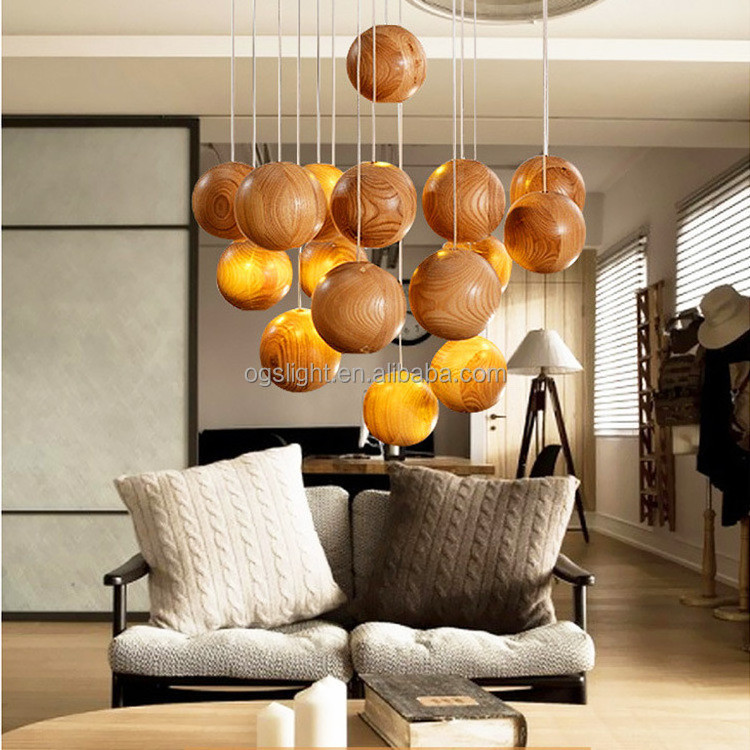 Contemporary Fancy Wooden Light Fixtures Vintage Chandelier Living Room Pendant Light