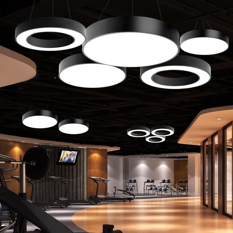 Office Chandelier Led Round Hanging Light Office Building Restaurant Modern Simple Ceiling Lights