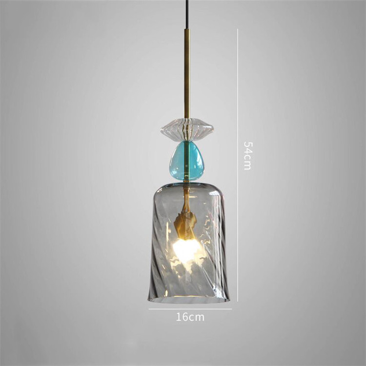 Modern Good Sale Indoor Single Pendant Lamp Pink Clear Glass Hanging Lighting Fixture for Club