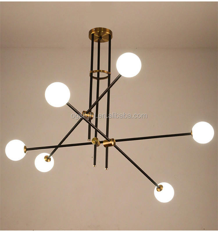 Nordic minimalist modern restaurant chandeliers led geometric lines pendant light