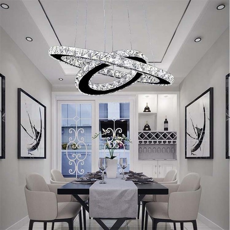 Modern Crystal Ring Chandelier Contemporary Led Round Shape Drop Ceiling Lights Fixtures Pendant 80 Crystal/stainless Steel 120