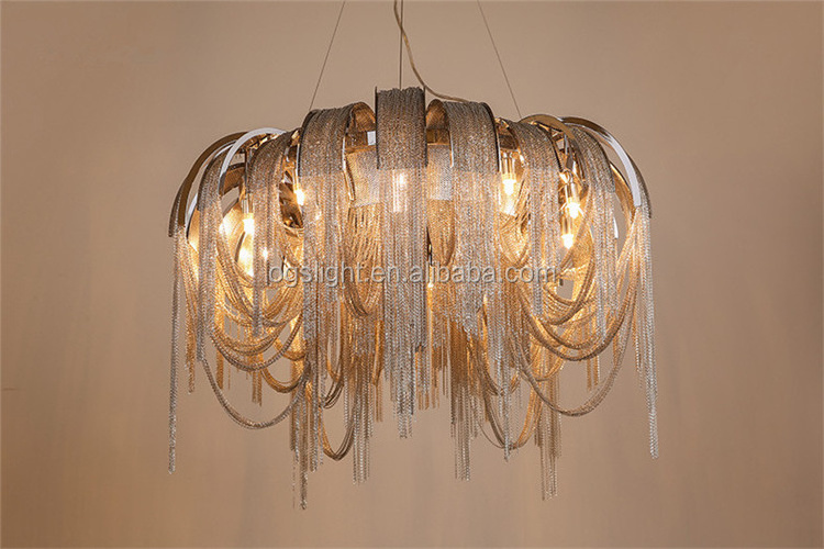 chain chandelier lighting New Arrival Home decor 110v/220v Modern Restaurant Lamps Led Hotel Luxury Home Pendant Light Contemporary Aluminum Chain Chandelier