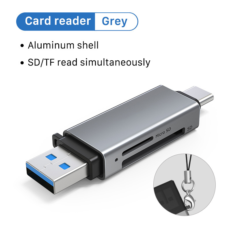 Custom Portable USB C Card Reader Adapter Memory Card Reader USB 3.0 for TF SD Micro SD SDXC SDHC