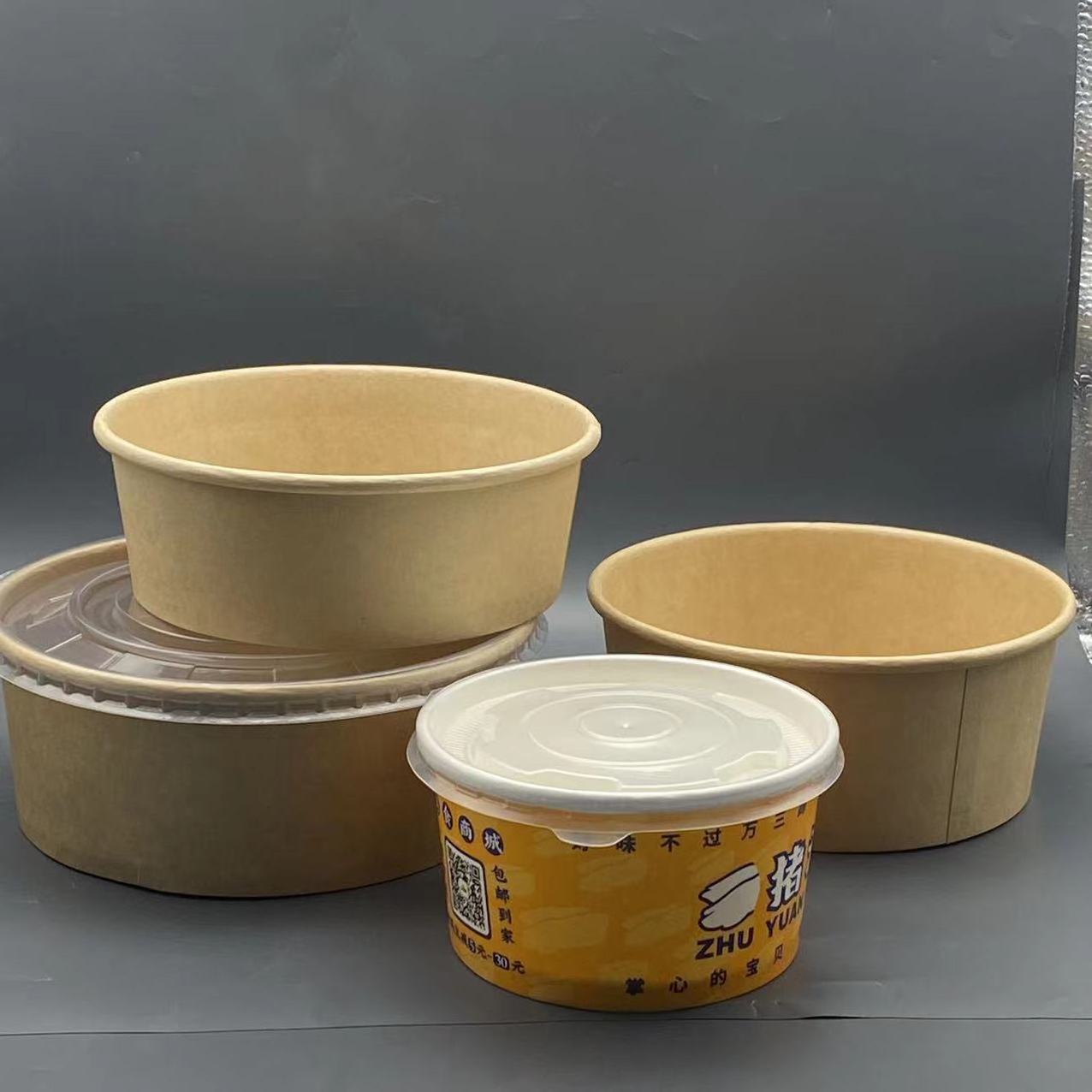 Custom Printed Disposable Kraft Paper Lunch Bowls Soup and Salad Bowls Eco-Friendly Paper Plates & Bowls