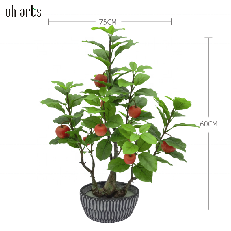 Low price lifelike artificial apple tree plants bonsai with vase for home decoration outdoor