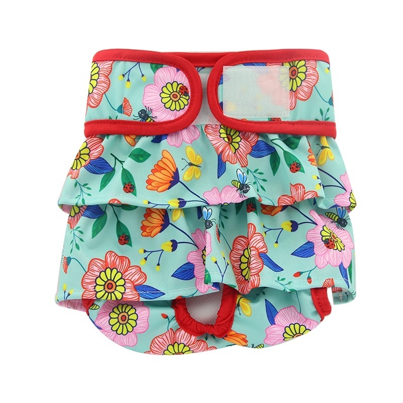 Ohbabyka Female Dog Diaper Reusable Washable Durable Absorbent Cloth Doggie Diapers Pants