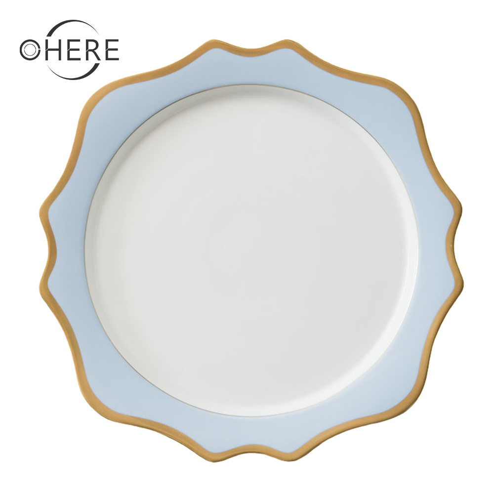 Wedding dinner serving dishes dinnerware sets western new item hotel bone china dinnerware royal bone china gold rim dinnerware