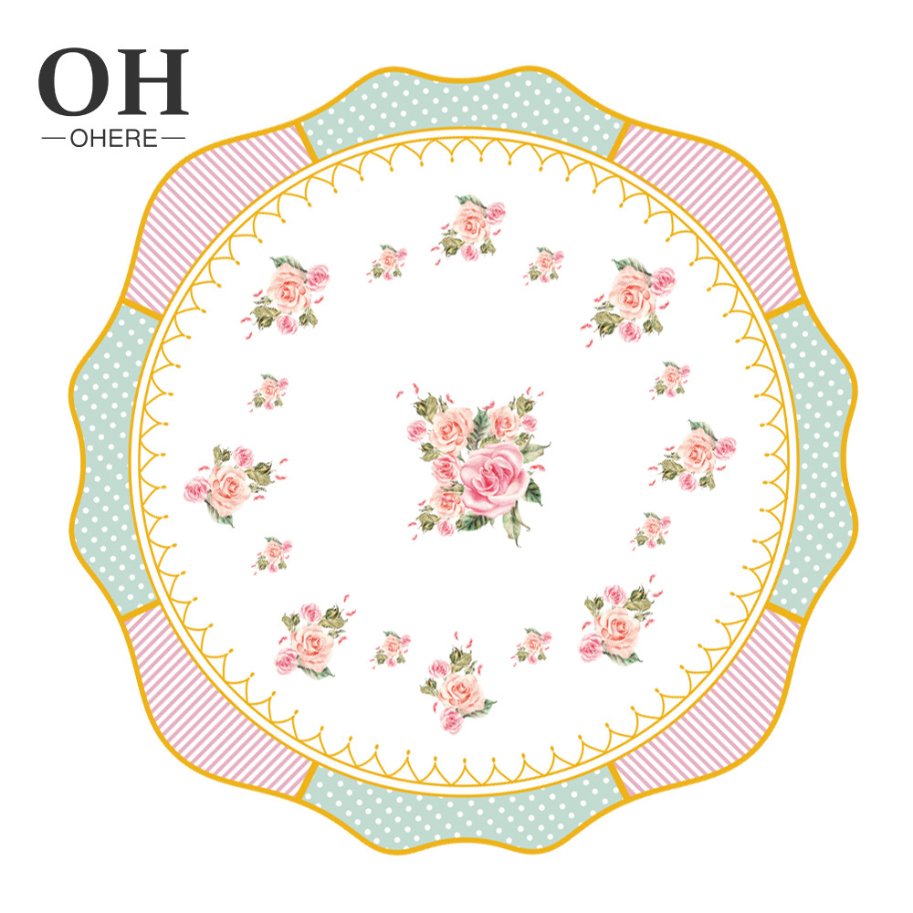 Ohere exclusive design of pink relief charger plate speciality restaurant used ceramic plate & dish dinnerware sets for wedding