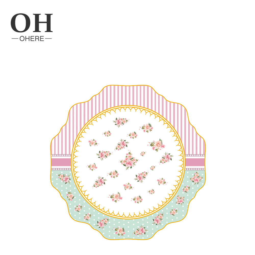 Ohere exclusive design of pink relief charger plate speciality restaurant used ceramic plate & dish dinnerware sets for wedding