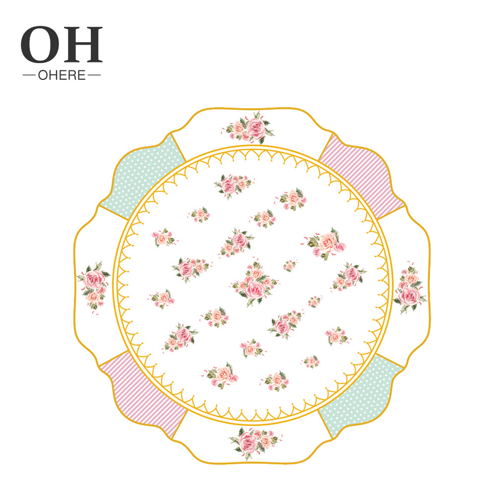 Ohere exclusive design of pink relief charger plate speciality restaurant used ceramic plate & dish dinnerware sets for wedding