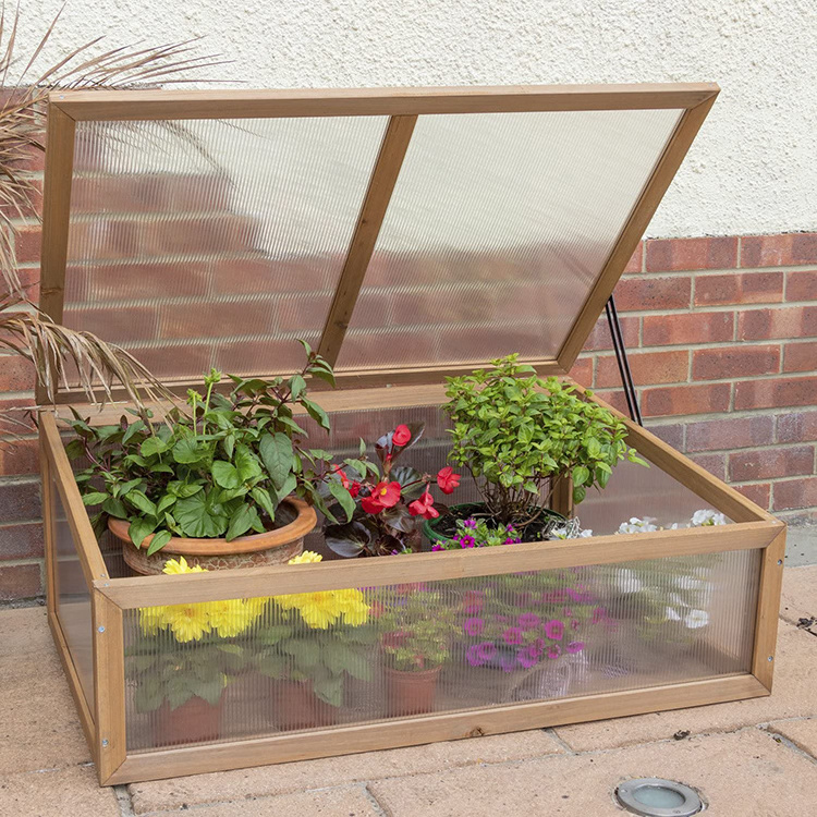 Popular outdoor mini cold frame glass garden bed greenhouse wooden grow house