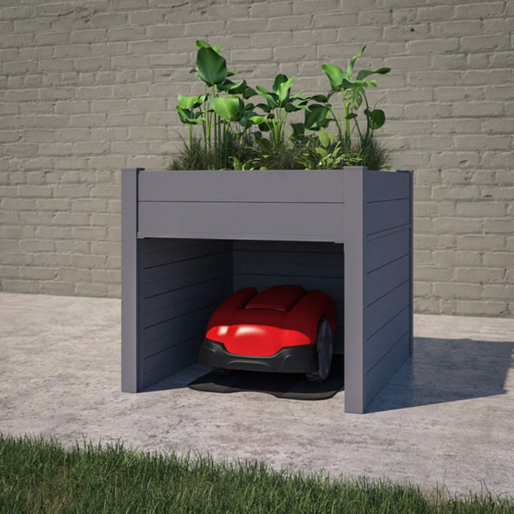 New design Auto Robot Mower House Shelter Wooden Planter Box Outdoor Garden Car Garage Wooden Carport