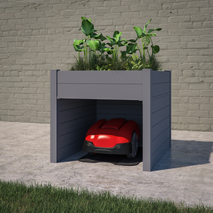 New design Auto Robot Mower House Shelter Wooden Planter Box Outdoor Garden Car Garage Wooden Carport