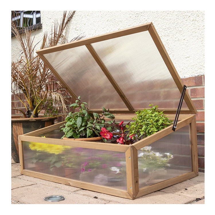 Popular outdoor mini cold frame glass garden bed greenhouse wooden grow house