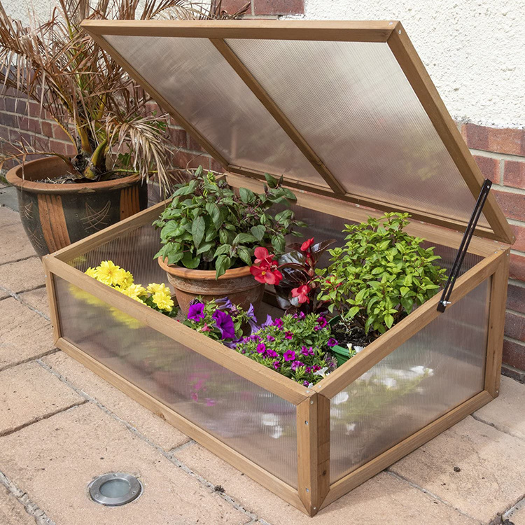 Popular outdoor mini cold frame glass garden bed greenhouse wooden grow house