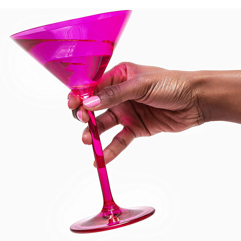 Pink and Magenta Crystal Glass Martini Glasses Unique Fun Gift for Espresso Martini Lovers