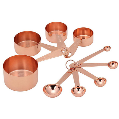 Stainless Steel Copper Measuring Cups and Spoons Set of 9