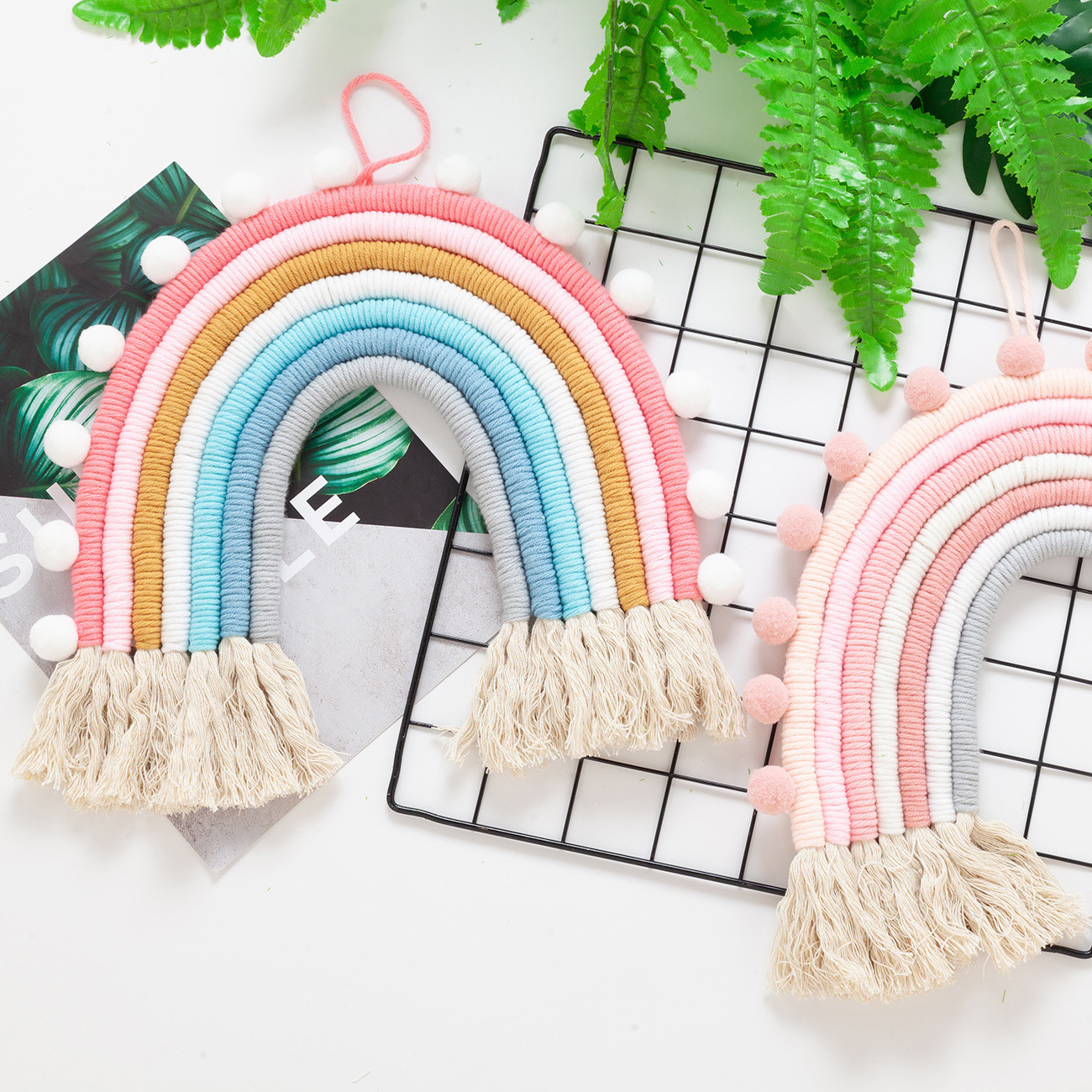 Wholesales Kids Room Rainbow Wall Hanging Knitted Macrame Wall Hangings