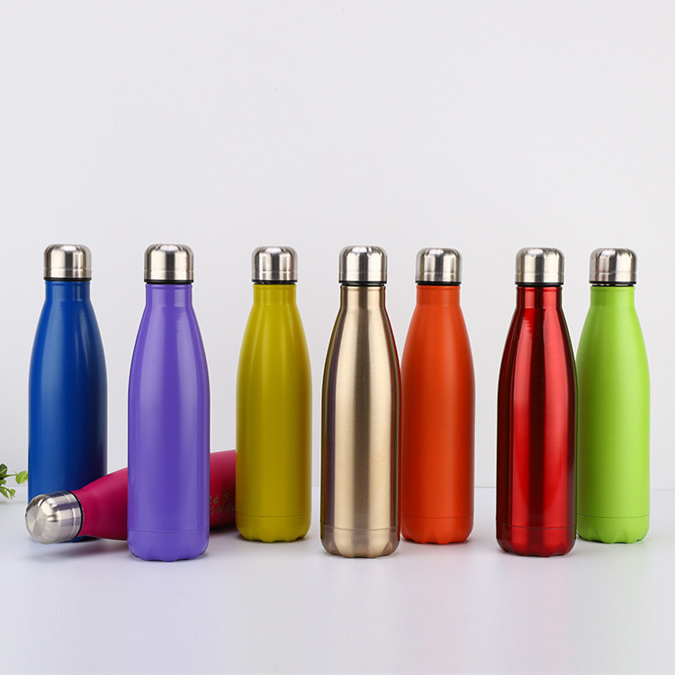 Stainless steel vacuum cola shaped water bottle vacuum insulated bottle with cleaning brush