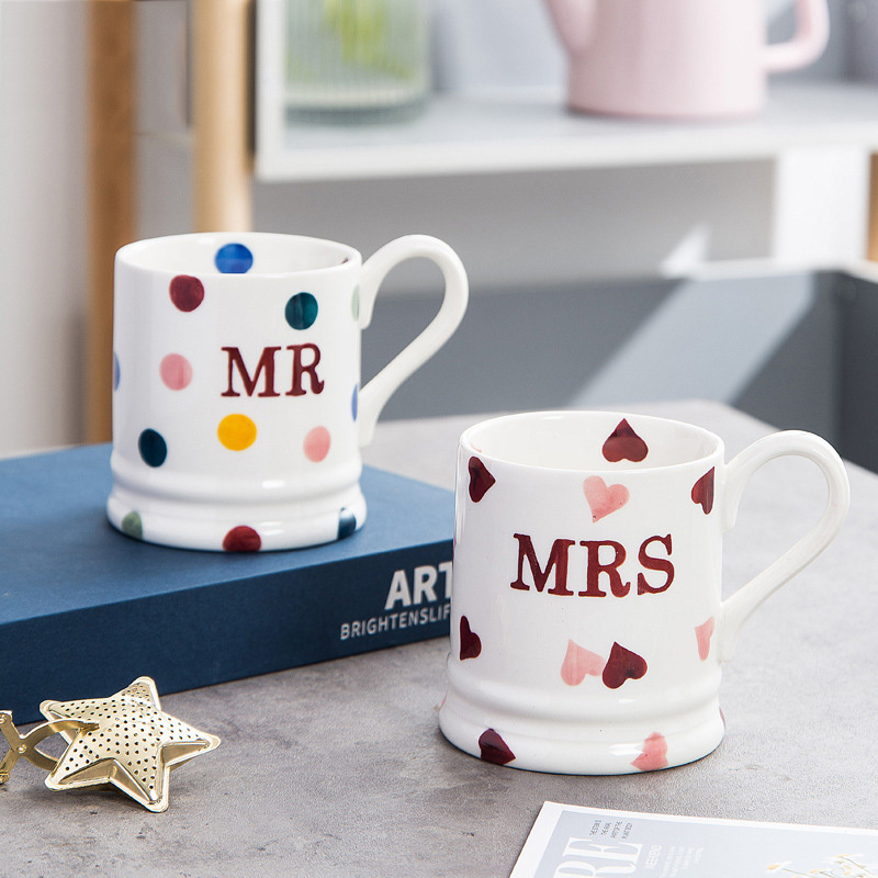 Mother's Day Father's Day gifts 410ml Mr and Mrs Couples Coffee Mugs Gifts Ceramic Coffee Cups for Bride and Groom