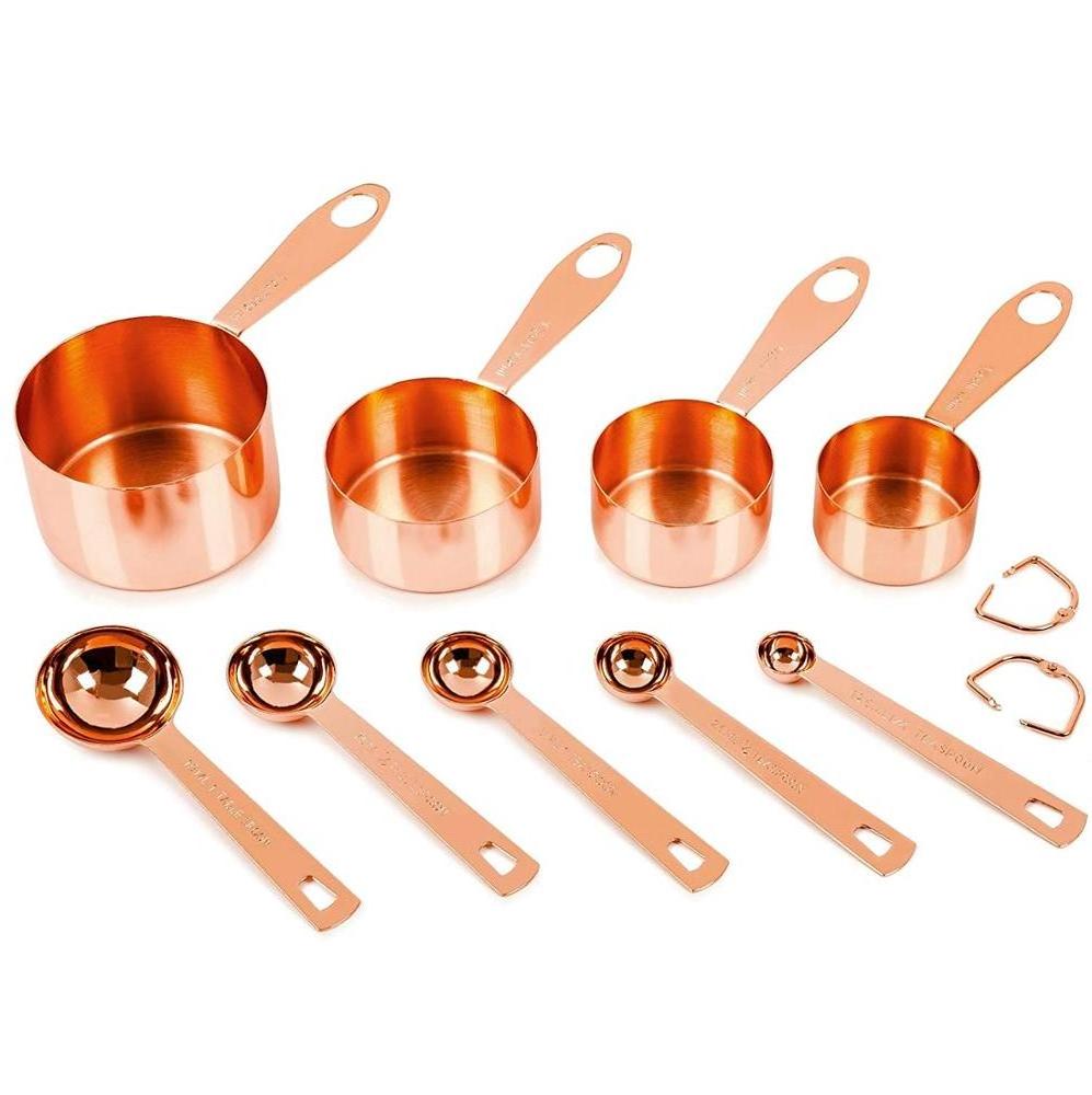 Stainless Steel Copper Measuring Cups and Spoons Set of 9