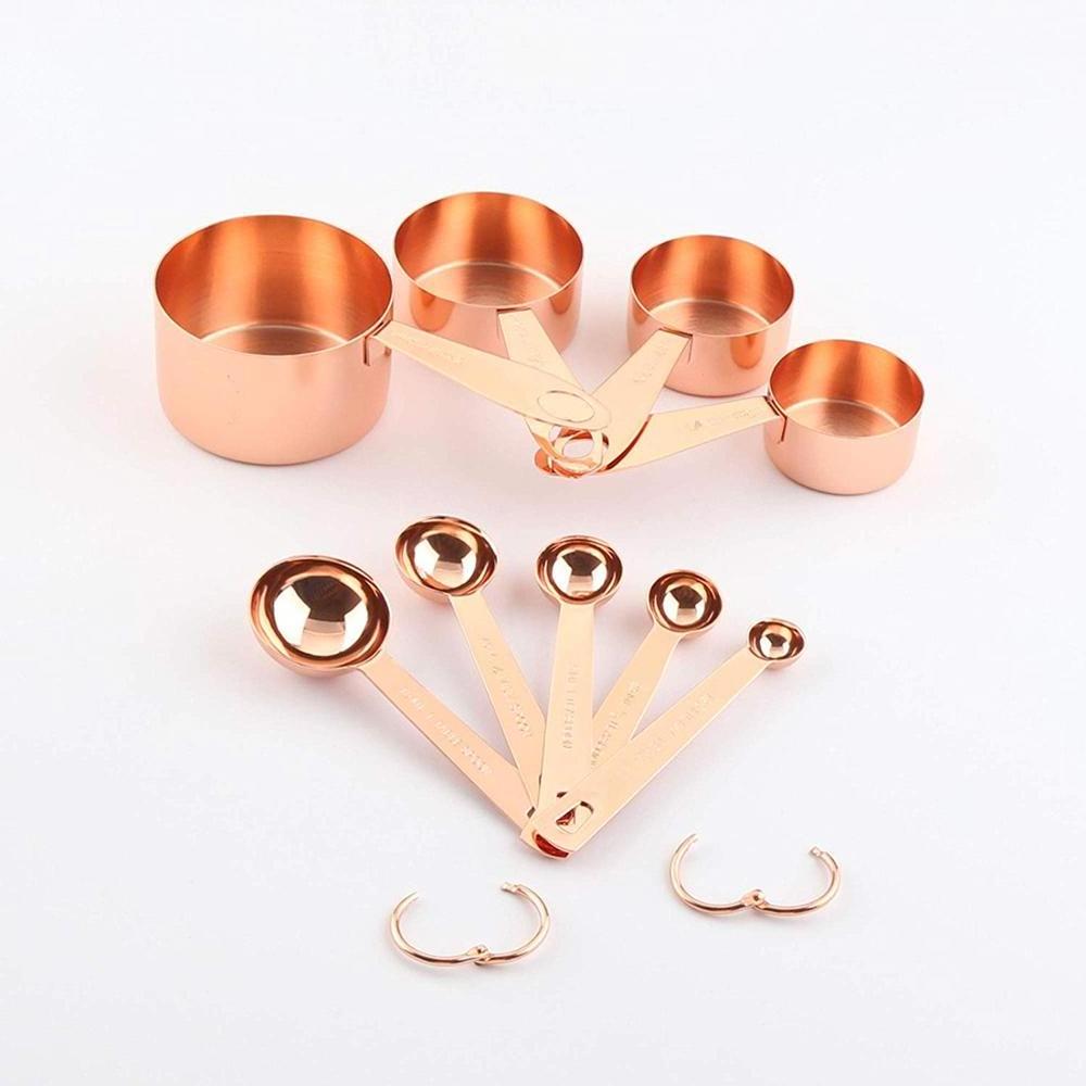 Stainless Steel Copper Measuring Cups and Spoons Set of 9