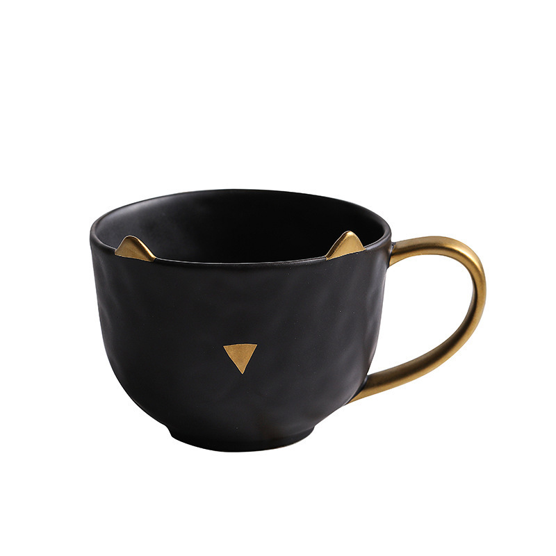 Hot New Products 3d Gold Cat Shaped Ceramic Coffee Mug