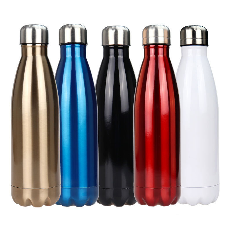 Stainless steel vacuum cola shaped water bottle vacuum insulated bottle with cleaning brush