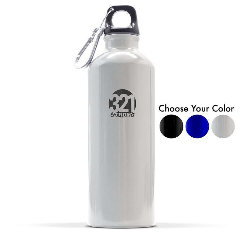 promotional custom logo colorful reusable 20 Oz metal aluminum sports drink water bottle 500ml 750ml with carabiner cover