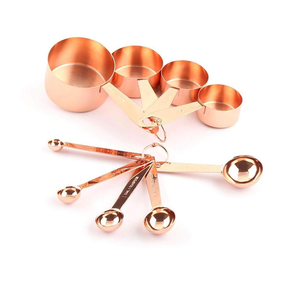 Stainless Steel Copper Measuring Cups and Spoons Set of 9