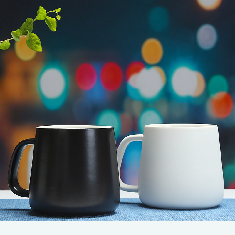 Promotional Custom Logo Gift Ceramic Couple Cup Black And White Blank Ceramic Coffee Mug